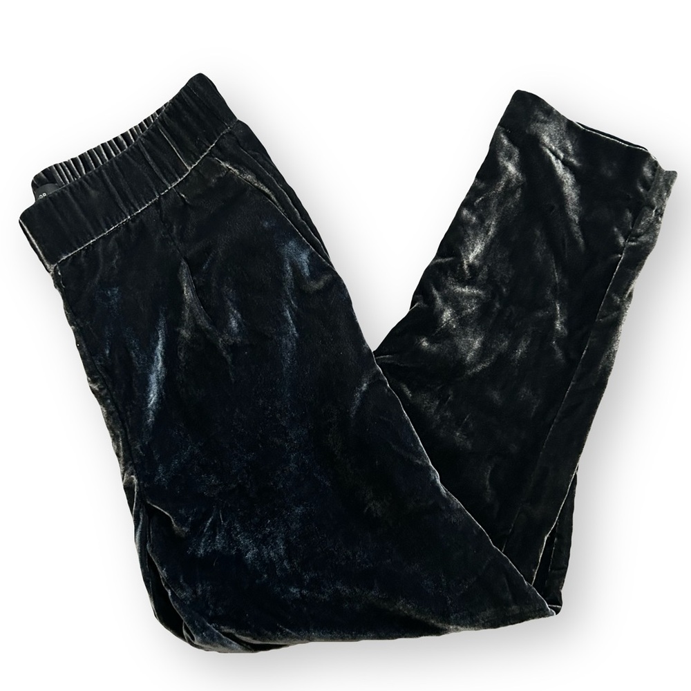 Ann Taylor Easy Ankle Silver Grey Crushed Velvet Velour Stretch Pull On Pants S